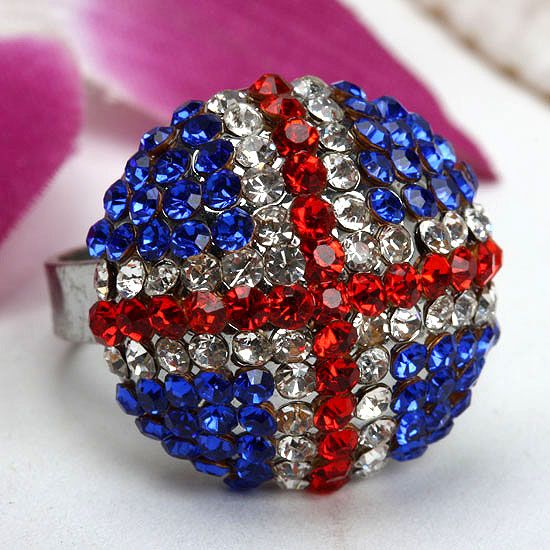 Crystal Beads UK Flag Adjustable Coin Finger Ring 1P  