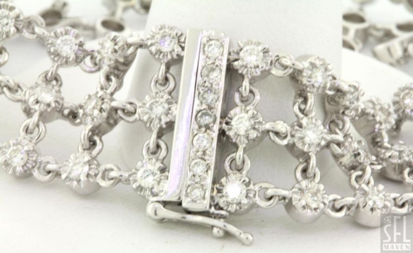   18K WHITE GOLD ELEGANT 2.32CT VS DIAMOND CHAIN LINK BRACELET  