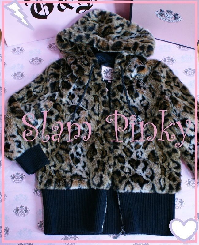 SALE~ JUICY COUTURE BLACK LEOPARD CHEETAH FAUX FUR COAT NWT  