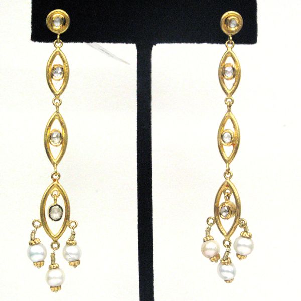 22K SOLID YELLOW GOLD PAVE DIAMOND EARRING VINTAGE STYLE WEDDING 