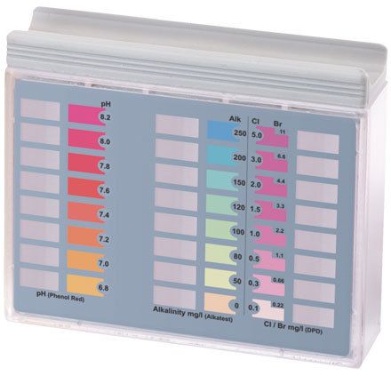 Pool hot tub tester for pH,bromine/chlorine,alkalinity  