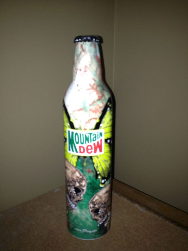 Mountain dew green label art aluminum bottle pushead  