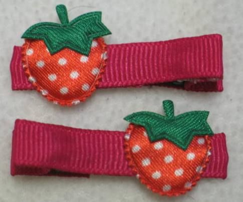 NEW ALLIGATOR CLIPS BARRETTES STRAWBERRY 1 PAIR 2 PCS  