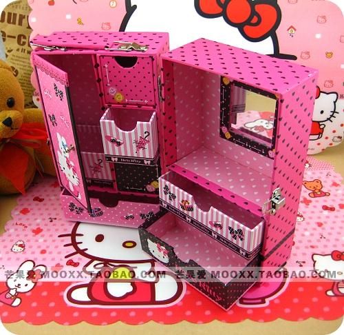 Newest Hello kitty Jewelry COSMETIC STORAGE DRAWER CASE BOX  