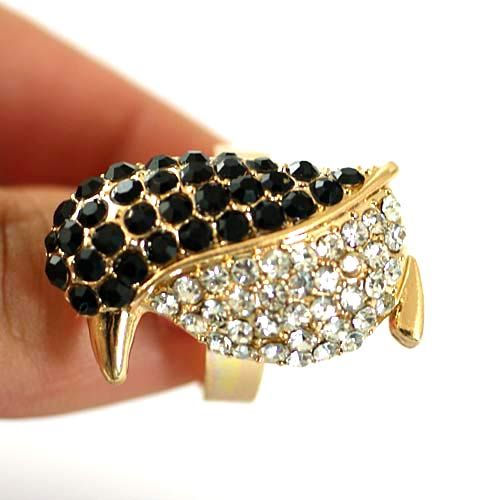   Gold Plated Gemstone Zirconia CZ Inlaid Adjustable Finger Ring  