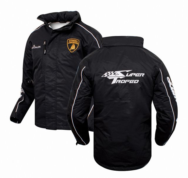 NEW LAMBORGHINI SUPER TROFEO MENS OUTERWEAR HOODED JACKET BLACK 