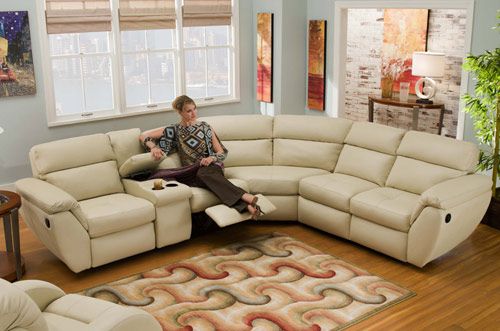 American Made Leather Reclining Sectional Sofa  