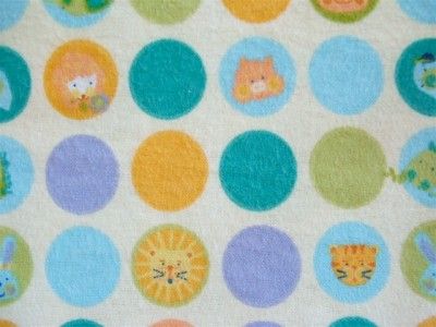 GREEN BLUE BOYS POLKA DOTS BABY PIGS MOD FLANNEL FABRIC  