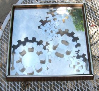 Mid Century OP POP ART Gear Cog MIRROR WALL ART Signed SCONCE 1972 