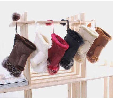 coffee Rabbit Fur Hand Wrist Warmer Fingerless gloves  