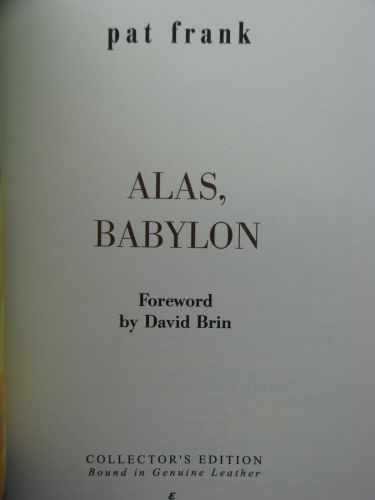 with signed inscription by author, Alas Babylon by Pat Frank, Easton 