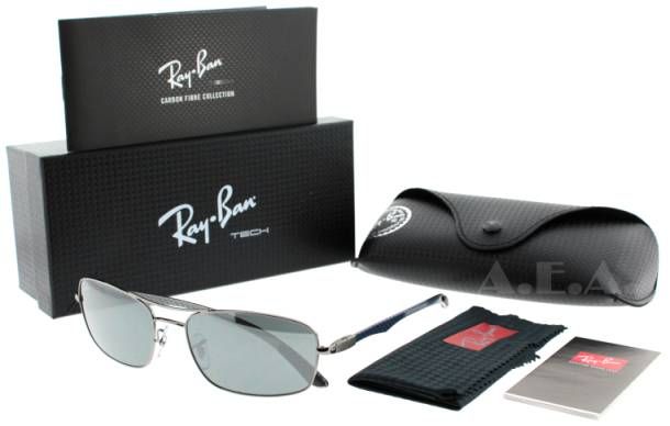 RAY BAN RB 8309 004/6G GUN METAL CARBON FIBER AVIATOR SUNGLASSES 