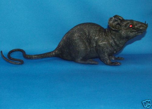 Huge Scary Giant Black Rubber Rat Mice Rodent Toy Mouse  