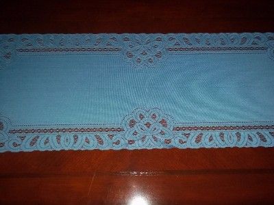 LACE BLUE TABLE RUNNER ELEGANT 15 X 72 BTR174  