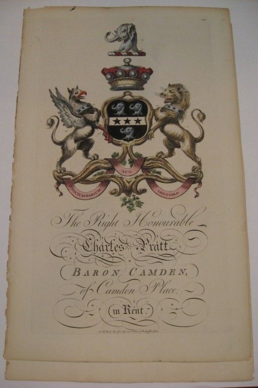 Edmondson Coat of Arms Engraving Charles Pratt 1799  