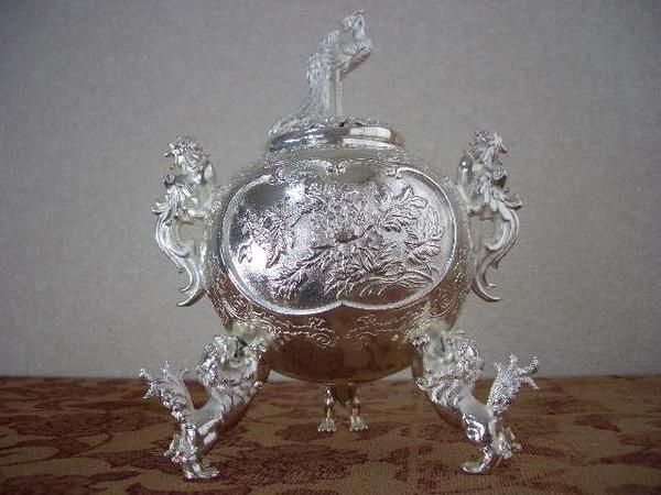 Japanese Pheonix Shishi KORO STERLING SILVER Censer ★  