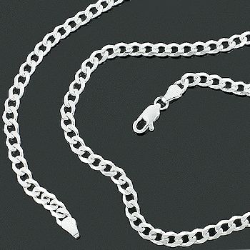 Mens 16 40 Real 925 Silver 4.5 mm Flat Cuban Link Chain Classic Curb 