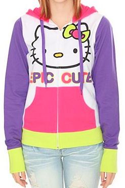 HELLO KITTY~ NEON GREEN PINK PURPLE WHITE EPIC CUTE HOODIE  