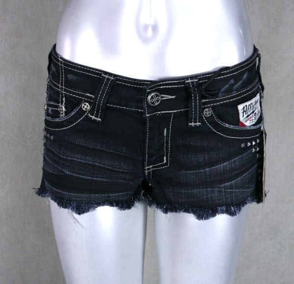   womens VIKKI sportster flap JOURNEY denim shorts patches 111DS001