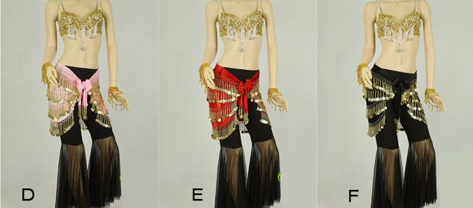 Belly Dance 298 Gold Coins Hip Scarf Warp Skirt Belt  