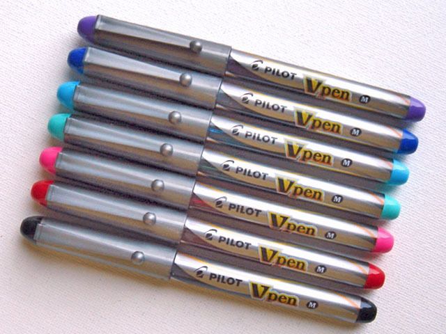 Set of 7 PILOT Pre inked Disposable V Fountain Pens  