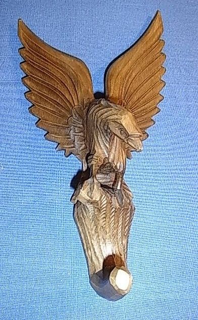 EAGLE COAT HOOK WOOD BLACK FOREST ANTIQUE GERMAN C2  