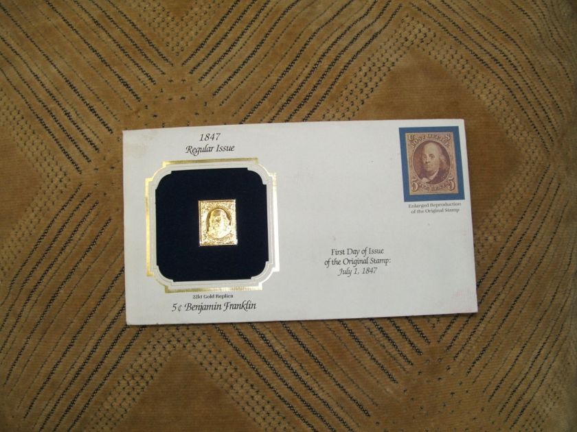   Replica Benjamin Franklin 5 cent stamp 1847 regular issue first d