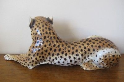 DECO RONZAN LENCI ARTIST ITALIAN POTTERY CHEETAH FIGURE  