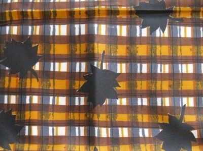 VTG VERA LADYBUG BLUE LEAVES ON ORANGE PLAID POLY SCARF 22 SQUARE 