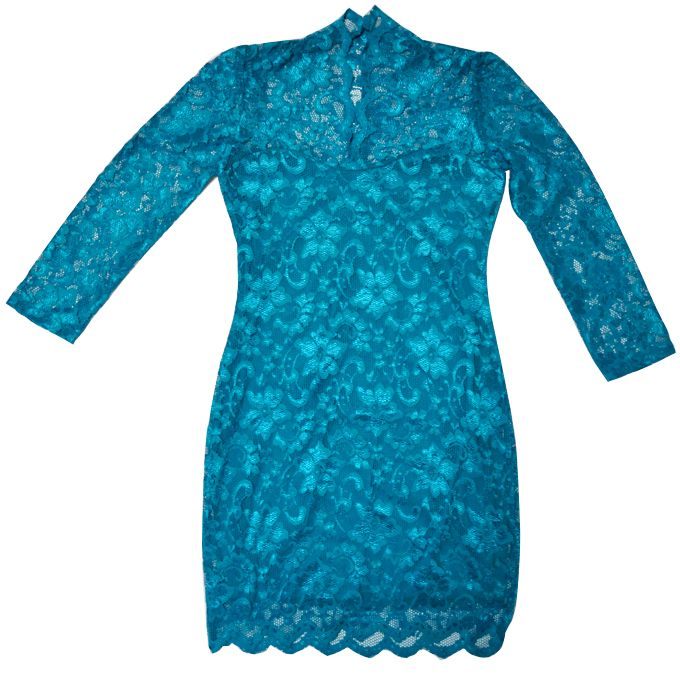 LACE SLIM V NECK 3/4 SLEEVE DRESS 2237  