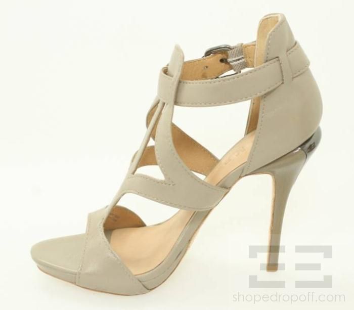 LAMB Taupe Leather Strappy Quiana Heels, Size 8M NEW  