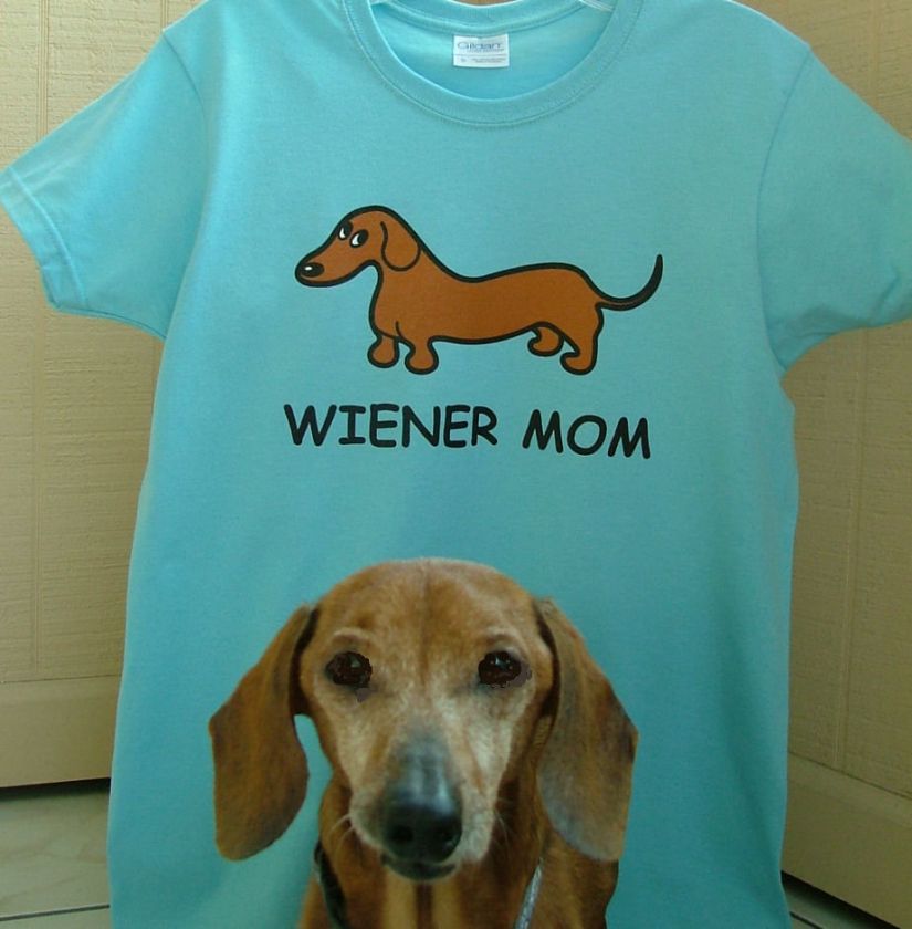 RED WIENER MOM DACHSHUND T SHIRT  