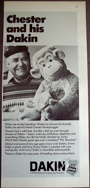 1979 Chester Honeyhugger DAKIN toy animals vintage ad  