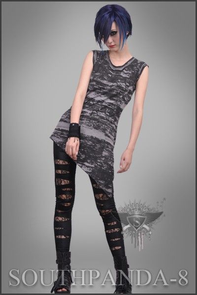 SC086 Dark Grey Fashion Sleeveless T shirt Punk Rock  