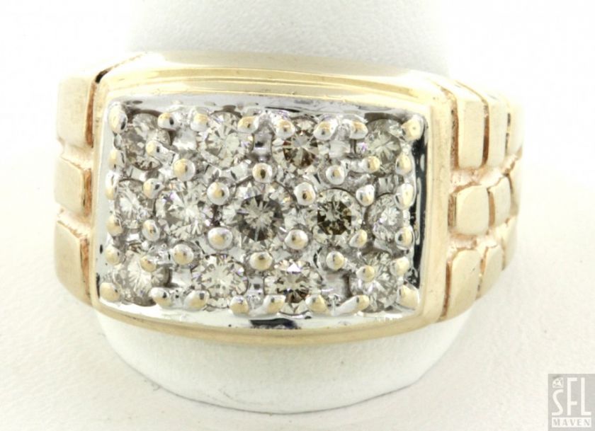 HEAVY 14K YELLOW GOLD 1.01CT DIAMOND NUGGET MENS RING SIZE 9.5  