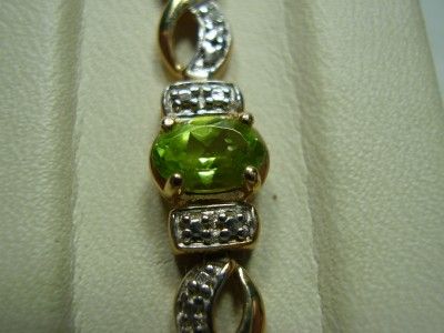 Beautiful Gold over Silver Peridot and Diamond Bracelet  