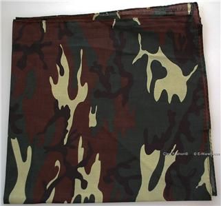 Bandana Bandanna Camouflage Green Grey White Head Wrap  