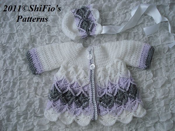 BABY BAVARIAN MATINEE CROCHET PATTERN 5 SIZES #177  