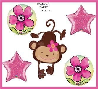 BALLOON party SUPPLIES MOD MONKEY FLOWER favor BABY SHOWER JUNGLE 