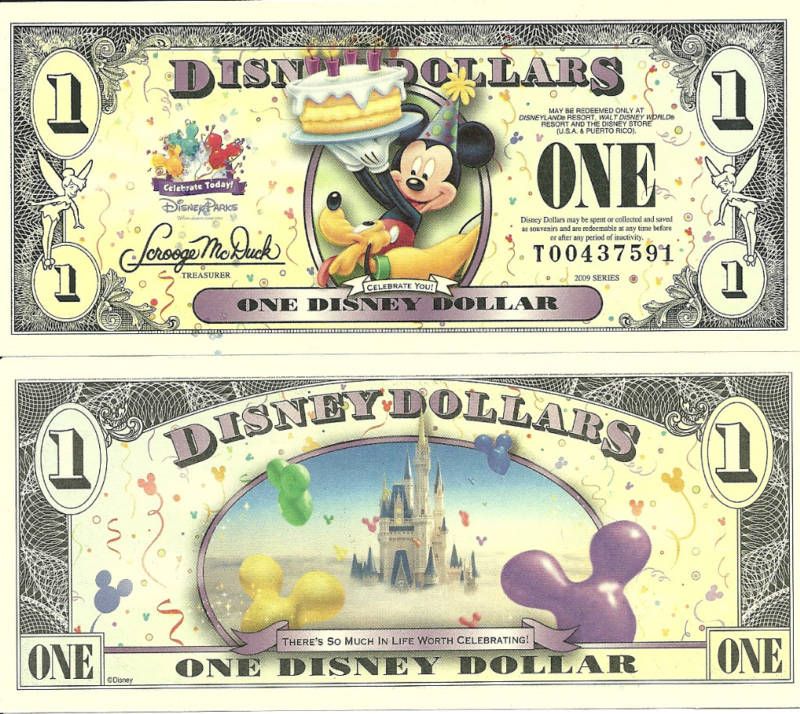 ONE DISNEY DOLLARS 2009 T SERIE CELEBRATE YOU MICKY  