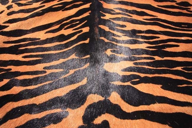 Tiger Print/Printed Cowhide Cowskin Cow Hide Rug Animal Leather Carpet 