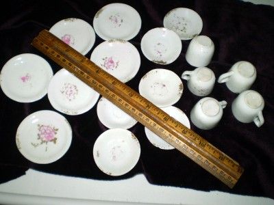 Antique DOLL DISHES CHILDS TEACUPS PLATES Rose China for Old French 