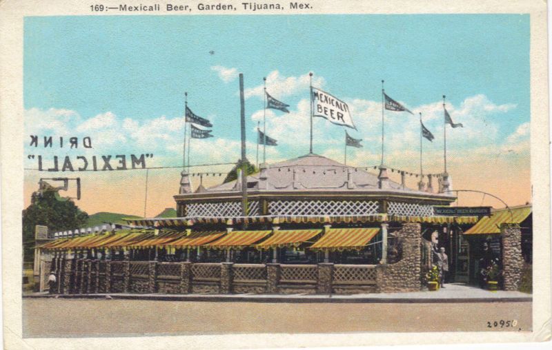 Mexicali Beer Garden Bar Tijuana Mexico W/B Postcard  