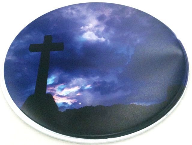 22 Bass Drum Head   Blue Sky Cross design  