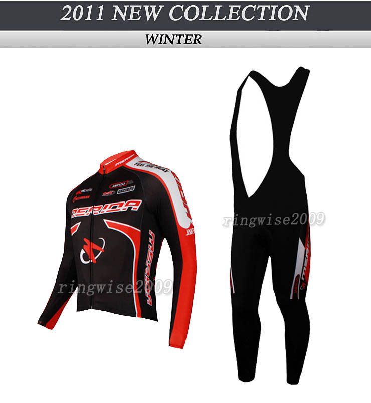 MENS WINTER THERMAL CYCLING JERSEY+BIB PANTS 2011 MERIDA RED  