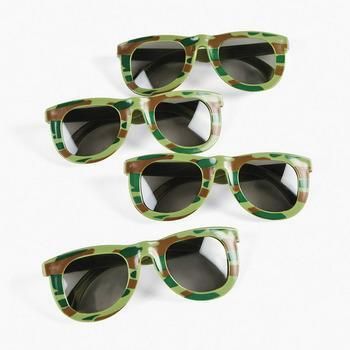 12 Camo ARMY SUNGLASSES Dozen Kids Birthday Party Favors Glasses 