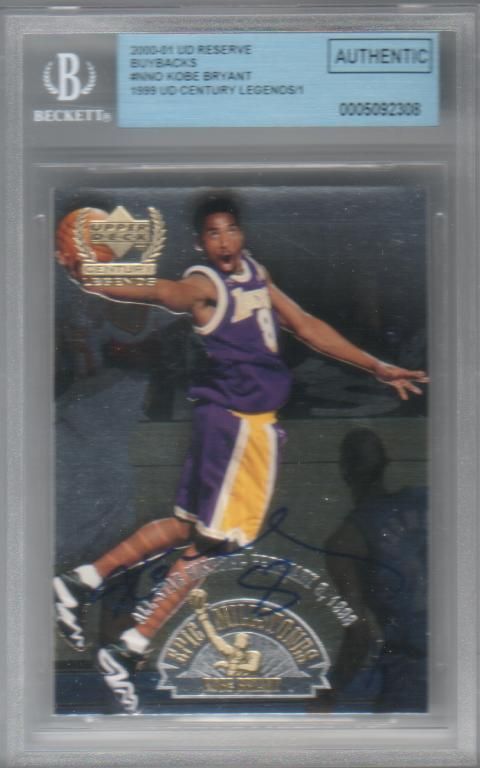 00 01 UD RESERVE BUYBACKS 99 UD LEGENDS KOBE BRYANT AUTO HAND #1/1 