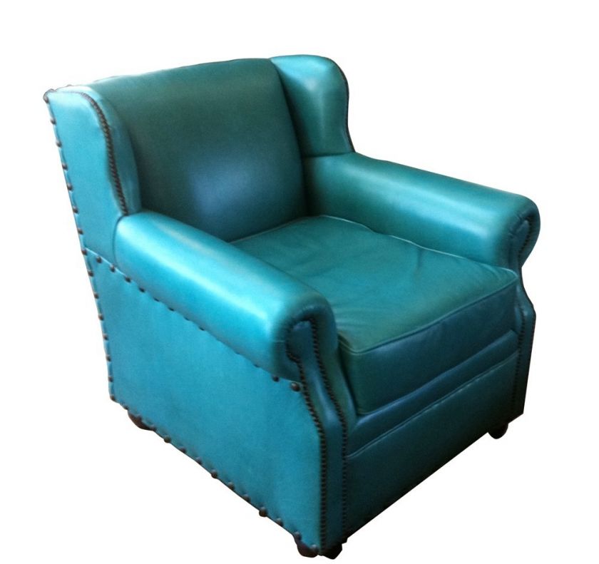 Turquoise Leather Chair   Western Chair New  