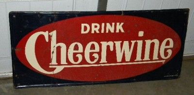 Old Cheerwine Tin Soda Pop Sign Salisbury NC ORIGINAL AM SIGN CO 7 54 