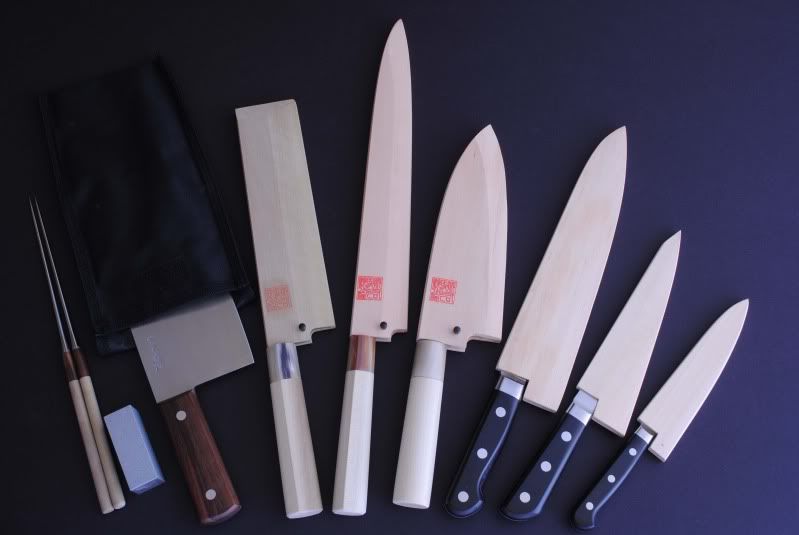 Japanese sushi chef knife 9pc set in Knife case Yoshihiro  